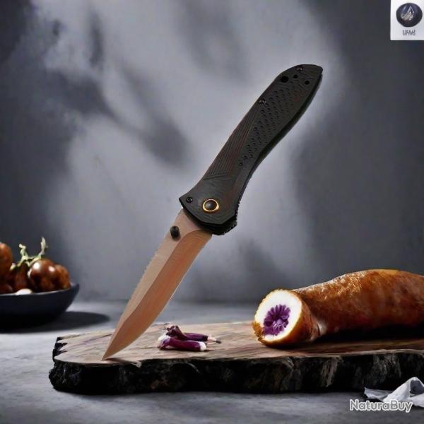 Couteau Pliant � Terre Plate, Manche en Alliage d'Aluminium -*710 - black-* LIVRAISON GRATUITE