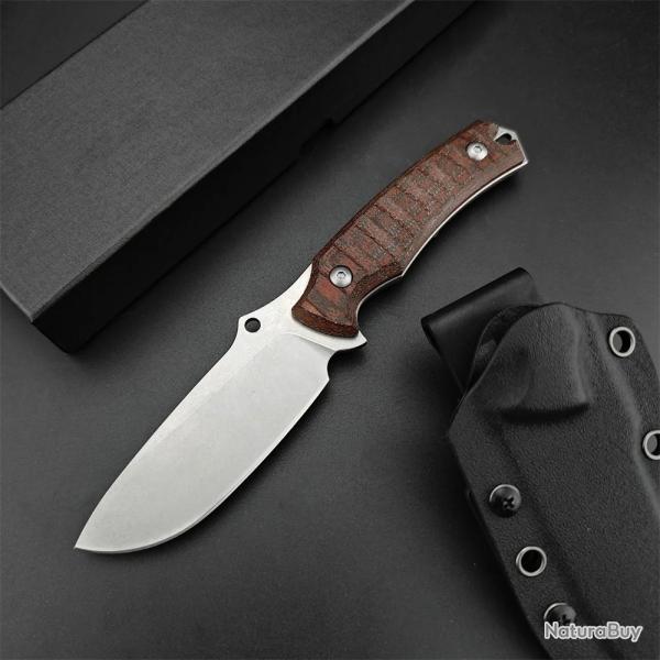 Couteau fixe noir Oxylos Micarta 616 mo manche en chanvre -*MARRON-* LIVRAISON GRATUITE