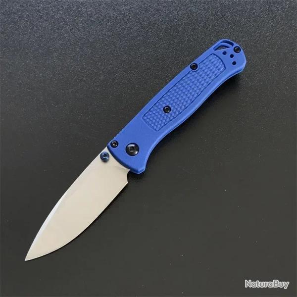 Couteaux de poche Mini Bugout manche en fibre de nylon -*ARGENT/BLEU-*