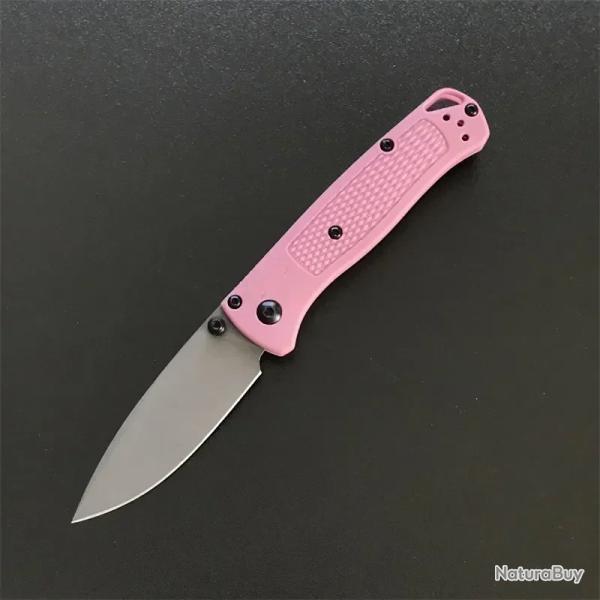 Couteaux de poche Mini Bugout manche en fibre de nylon -*GRIS/ROSE-* LIVRAISON GRATUITE