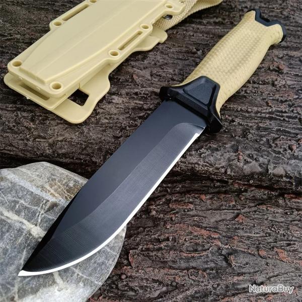 Couteau � lame fixe 8Cr13Mov LAME DROITE -*JAUNE-* LIVRAISON GRATUITE