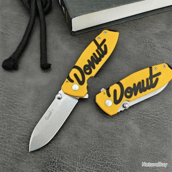 Couteau de poche fantaisie Donut X SQUID-* lame D2, manche G10-* LIVRAISON GRATUITE