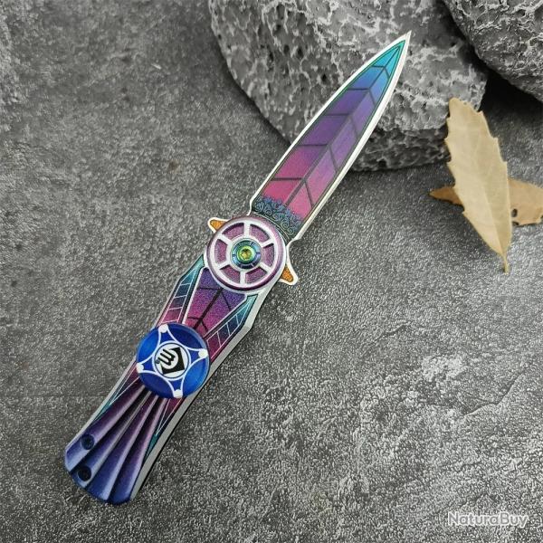 Couteau pliant de poche gyroscopique du bout des doigts, lame 440C-*