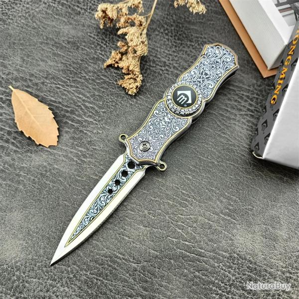 Couteau pliant de poche gyroscopique du bout des doigts, lame 440C -*GRIS-* LIVRAISON GRATUITE