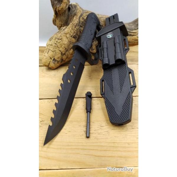 Couteau Soldier avec pierre � feu Lame 19 cm manche poing am�ricain