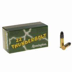 Cartouche Remington 22lr Thunderbolt 40 grains ogive RN plomb - boite de 50