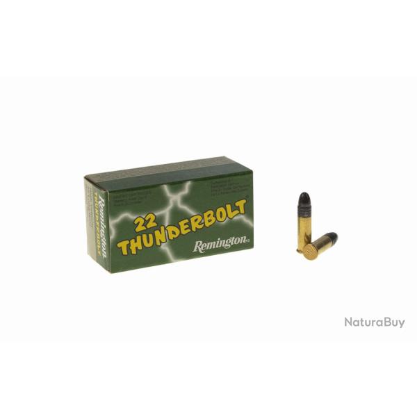 Cartouche Remington 22lr Thunderbolt 40 grains ogive RN plomb - boite de 50