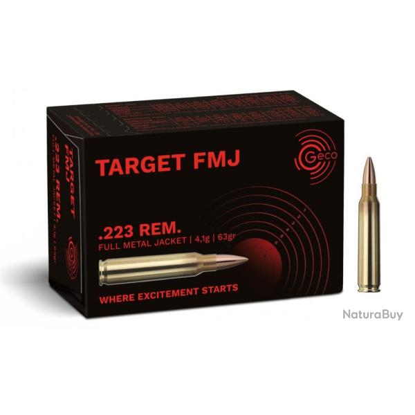 GECO cal.223 Rem Target FMJ VM 63gr /50 1 boite ( 50 munitions )