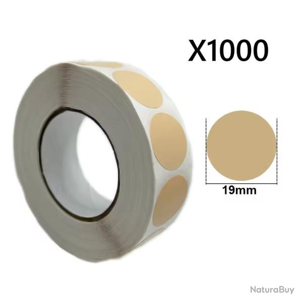 1000 pastilles autocollantes Beiges 19 mm pour cible