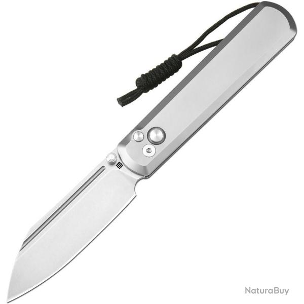 Couteau Artisan Cutlery Holm Titane Lame Wharncliffe Acier CPM S90V IKBS Button Lock Clip ATZ1875GGY