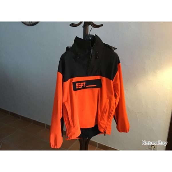 Veste poncho september taille M orange avec capuche.