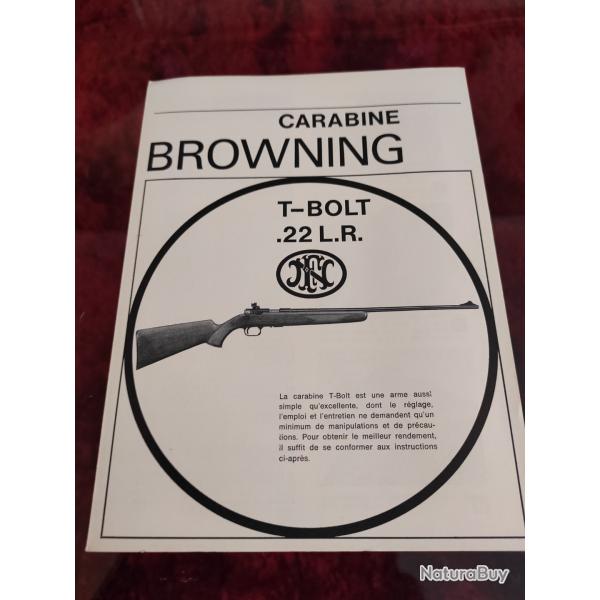 Notice originale neuve carabine Browning T -Bolt 22 LR