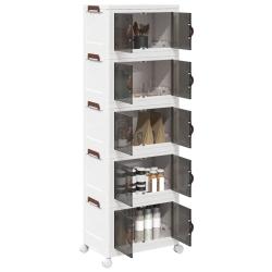Bo&icirc;te de rangement empilable avec roues &agrave; 5 niveaux 28 L