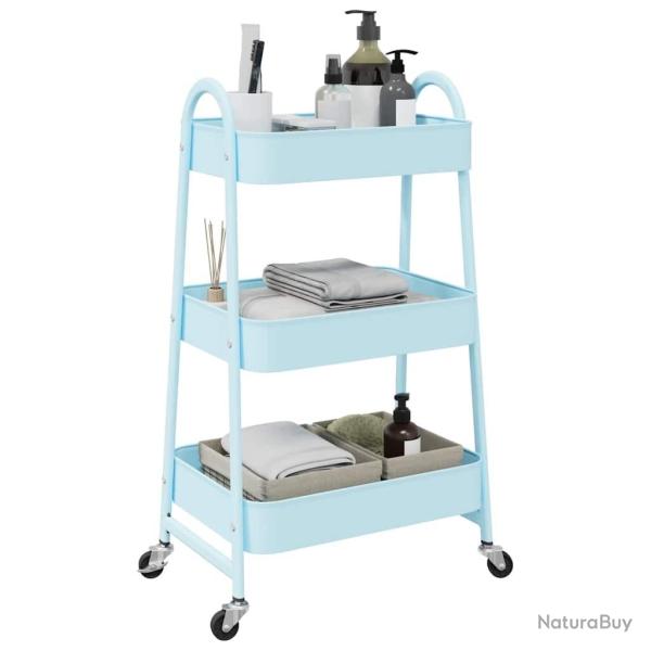 Chariot de rangement � 3 niveaux bleu 42x41,5x77 cm acier