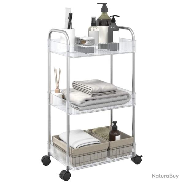 Chariot de rangement � 3 niveaux transparent acrylique