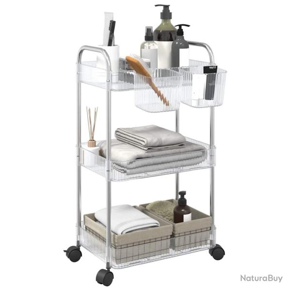 Chariot de rangement � 3 niveaux transparent acrylique