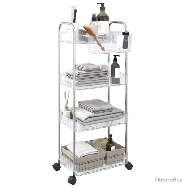 Chariot de rangement � 4 niveaux transparent acrylique