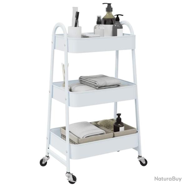 Chariot de rangement � 3 niveaux blanc 42x41,5x77 cm acier
