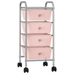 Chariot de rangement mobile &agrave; 4 tiroirs Rose Plastique