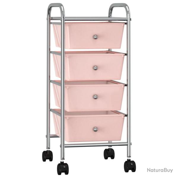 Chariot de rangement mobile  4 tiroirs Rose Plastique alsavelo