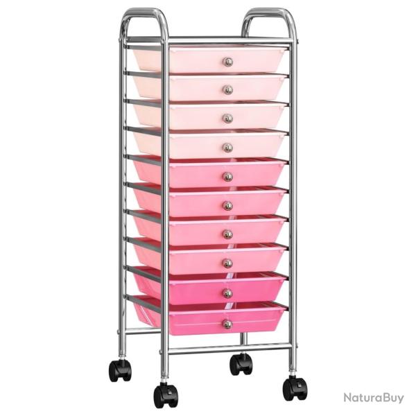 Chariot de rangement mobile � 10 tiroirs Ombre Rose Plastique
