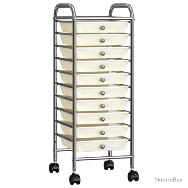 Chariot de rangement mobile  10 tiroirs Blanc Plastique alsavelo