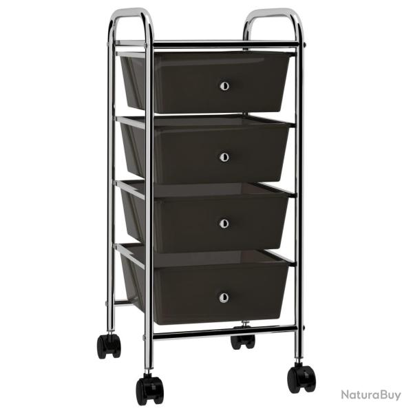 Chariot de rangement mobile � 4 tiroirs Noir Plastique
