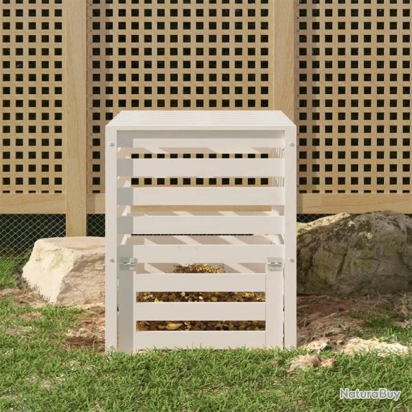 Composteur Blanc 63,5x63,5x77,5 cm Bois massif de pin alsavelo