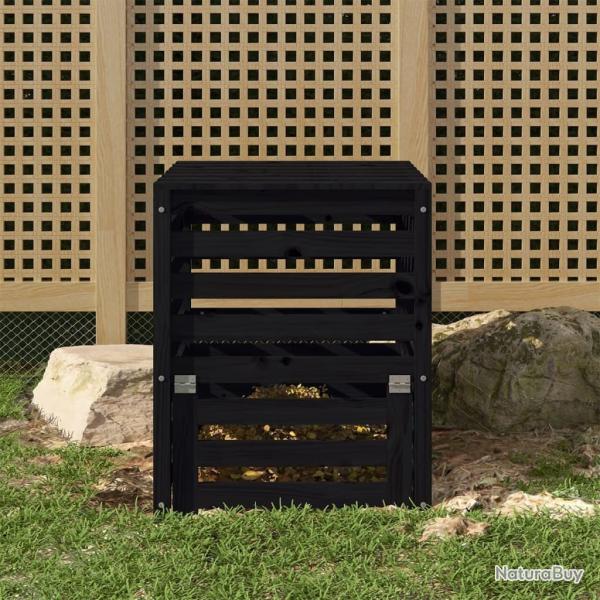 Composteur Noir 63,5x63,5x77,5 cm Bois massif de pin alsavelo