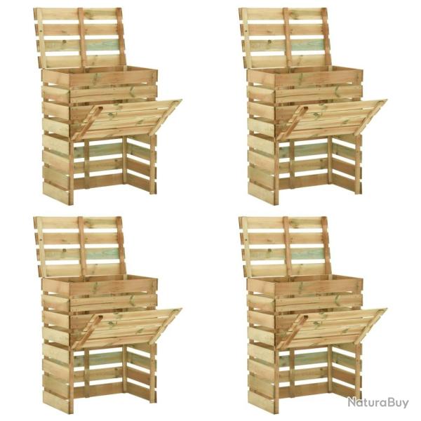 Composteur de jardin � lattes 4 pcs 80x50x100 cm Pin impr�gn�