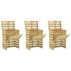 Composteur de jardin &agrave; lattes 3 pcs 80x50x100 cm Pin impr&eacute;gn&eacute;