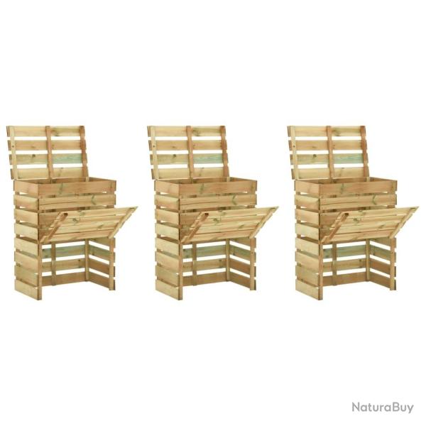 Composteur de jardin � lattes 3 pcs 80x50x100 cm Pin impr�gn�