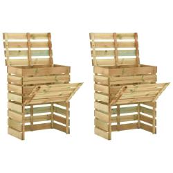 Composteur de jardin &agrave; lattes 2 pcs 80x50x100 cm Pin impr&eacute;gn&eacute; alsavelo