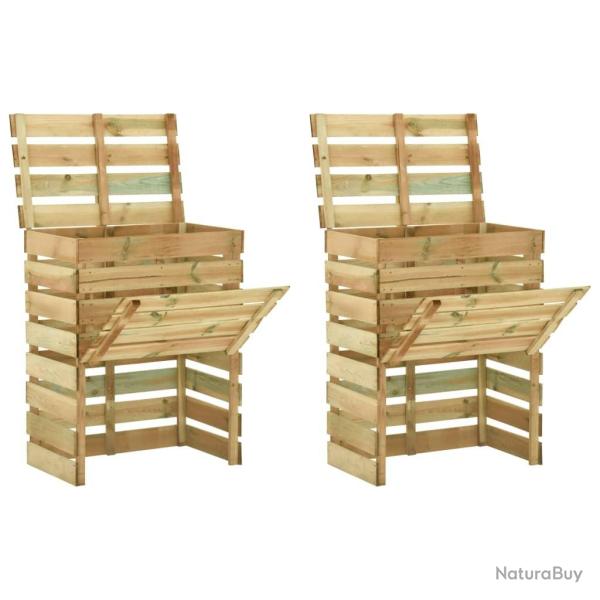 Composteur de jardin � lattes 2 pcs 80x50x100 cm Pin impr�gn� alsavelo