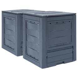 Composteurs de jardin 2 pcs Gris 60x60x73 cm 520 L alsavelo