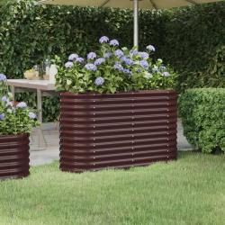Lit sur&eacute;lev&eacute; de jardin Acier enduit de poudre marron