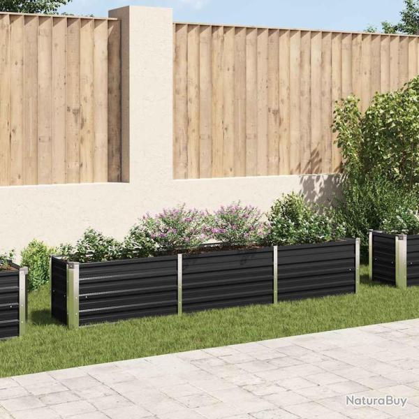Lit sur�lev� de jardin Acier galvanis� 240x40x45 cm Anthracite alsavelo