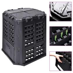 Composteur de jardin Noir 68,9x68,9x83,9 cm 360 L alsavelo