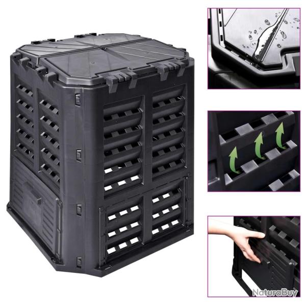 Composteur de jardin Noir 68,9x68,9x83,9 cm 360 L alsavelo