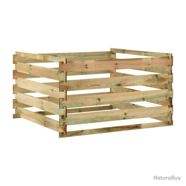 Composteur de jardin � lattes 120x120x70cm Bois de pin impr�gn� alsavelo