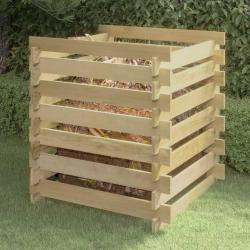 Composteur de jardin &agrave; lattes 90x90x90 cm Bois de pin impr&eacute;gn&eacute;