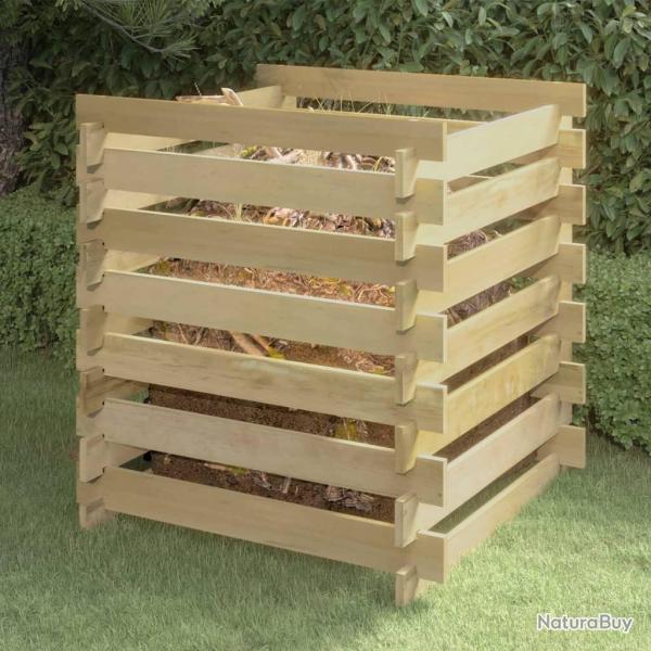 Composteur de jardin � lattes 90x90x90 cm Bois de pin impr�gn�