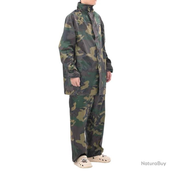 Combinaison de pluie avec capuche 2 pcs Hommes Camouflage