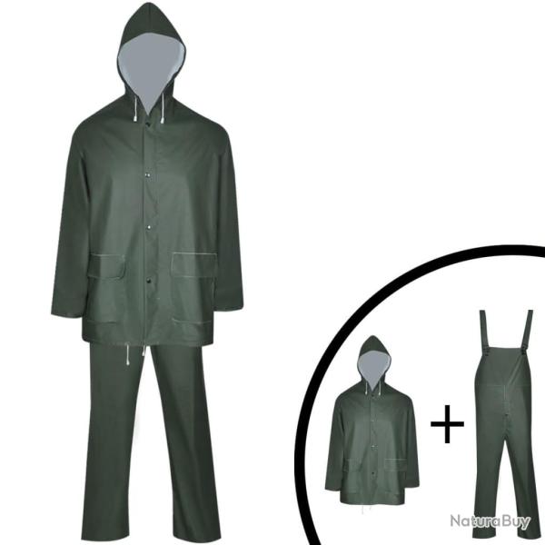Combinaison de pluie impermable 2 pcs avec capuche Vert L alsavelo
