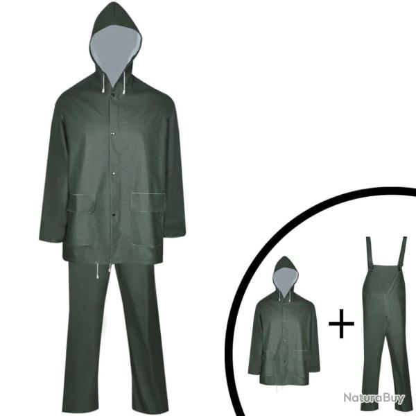 Combinaison de pluie imperm�able 2 pcs avec capuche vert XL alsavelo