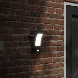 Appliques murales LED d'ext&eacute;rieur avec capteurs 2 pcs noir