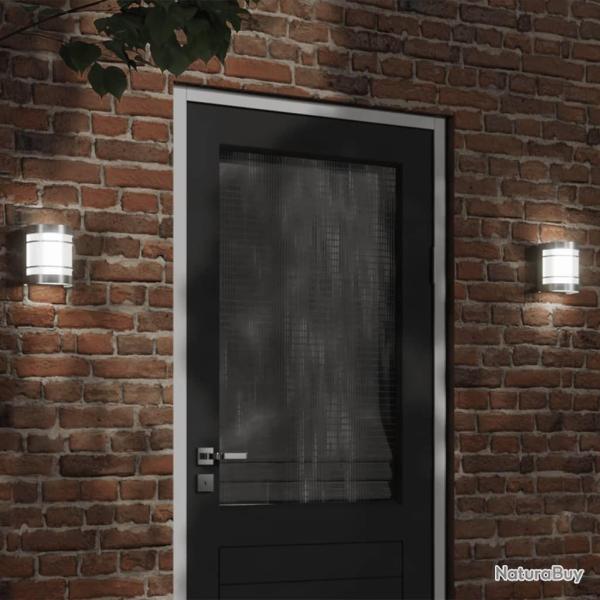 Appliques murales d'extrieur 2pcs argent acier inoxydable alsavelo