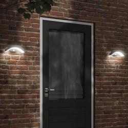 Appliques murales LED d'ext&eacute;rieur avec capteurs 2 pcs noir