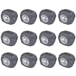 Projecteurs solaires &agrave; LED forme de pierre 12 pcs alsavelo
