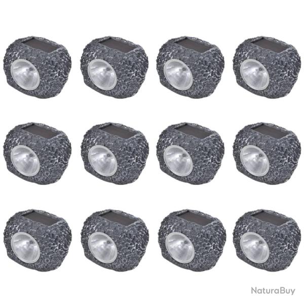 Projecteurs solaires � LED forme de pierre 12 pcs alsavelo